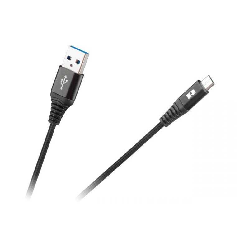 Kabel Wtyk USB A - Wtyk micro USB 1,0m CZARNY REBEL RB6000-100