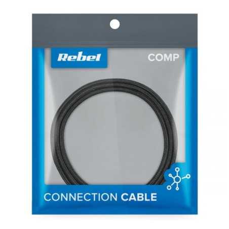 KABEL USB 3w1 microUSB, USB C, Lightning REBEL 100cm CZARNY RB6005-100B