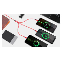 KABEL USB 3w1 microUSB, USB C, Lightning REBEL 100cm CZARNY RB6005-100B