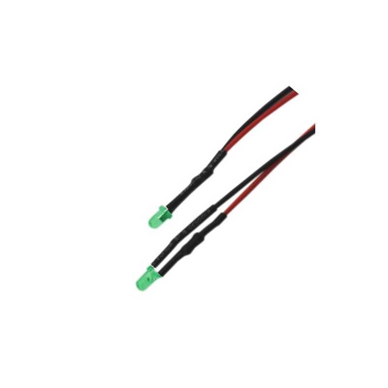 DIODA LED 3mm ZIELONA MATOWA 12V Z PRZEWODEM KONTROLKA SYGNALIZACYJNA