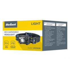 LATARKA CZOŁOWA REBEL 3W AKUMULATOROWA 2 LED CZERWONE + KABEL URZ0938