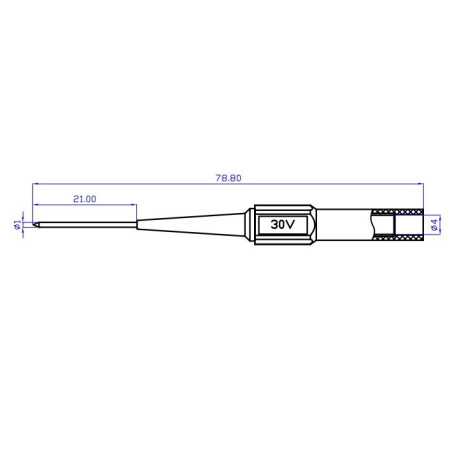 KOŃCÓWKA SONDA POMIAROWA CZARNA IGŁA GNIAZDO BANAN 4mm 78mm 30V 5A