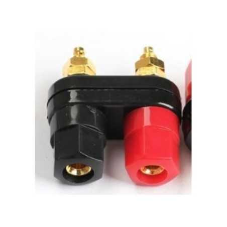 GNIAZDO LABORATORYJNE 2x4mm ZŁOCONE PODWÓJNE 10A 60V M5 CZARNE + CZERWONE