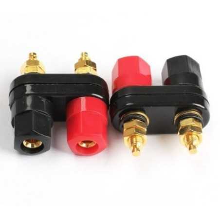 GNIAZDO LABORATORYJNE 2x4mm ZŁOCONE PODWÓJNE 10A 60V M5 CZARNE + CZERWONE