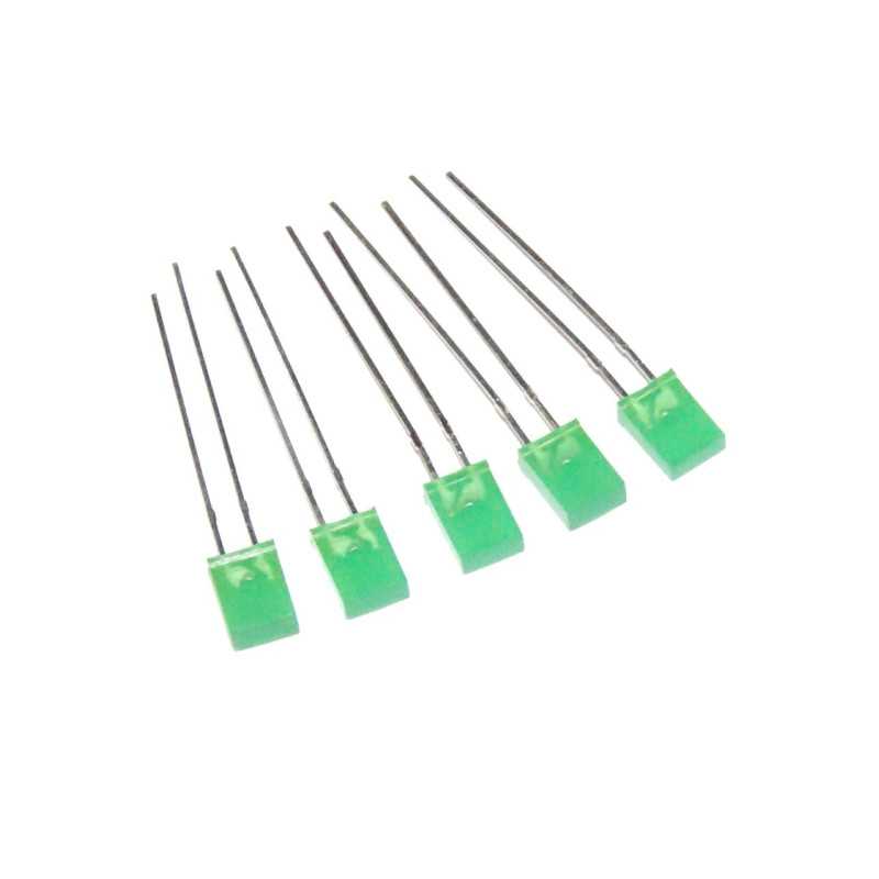 DIODA LED PROSTOKĄTNA 2x5 ZIELONA 15mcd 150st LL254GD
