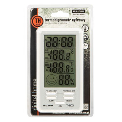 MIERNIK TERMO-HIGROMETR TEMPERATURY I WILGOTNOŚCI Z ZEGARKIEM TH803 BLOW LCD