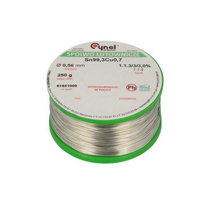 CYNA BEZOŁOWIOWA Sn99Cu07 0,56mm 0,25kg CYNEL