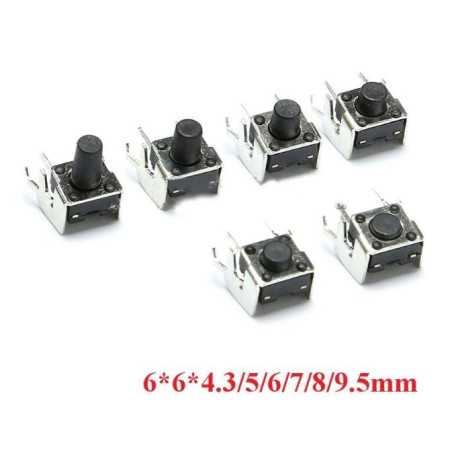 5x MIKROPRZYCISK KĄTOWY 6x6mm H-9,5mm TACT SWITCH W OBUDOWIE