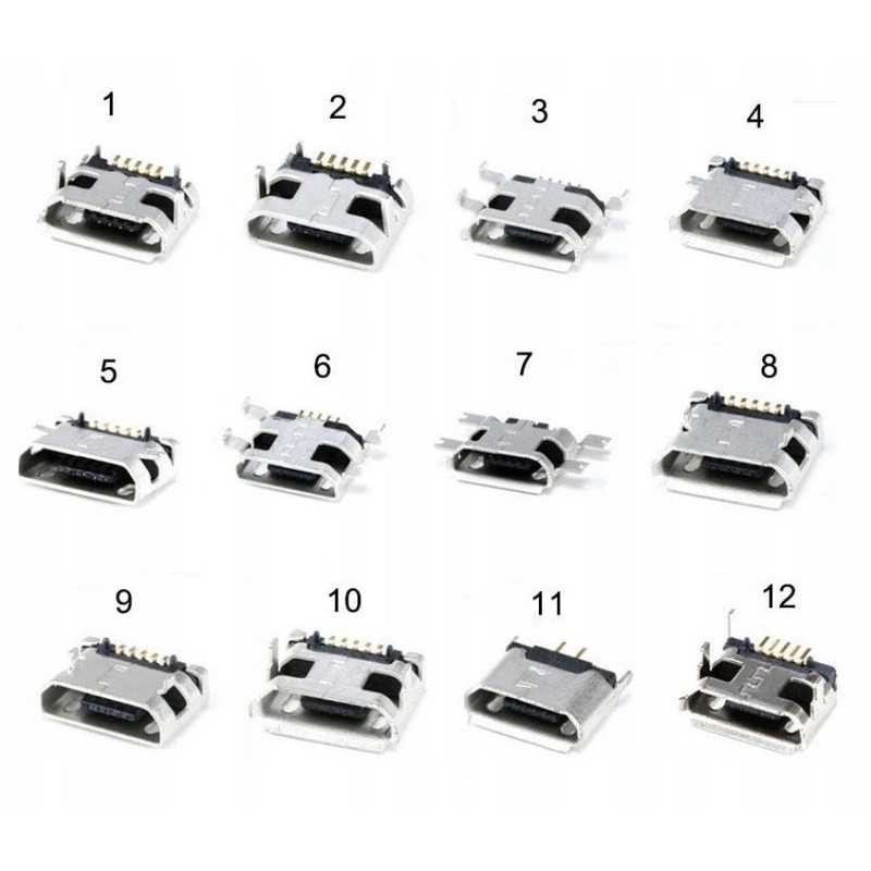 ZESTAW ZŁĄCZ GNIAZDO SMD MIKRO MICRO USB 5-PIN x12