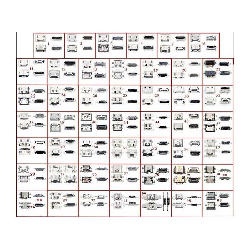 ZESTAW ZŁĄCZ GNIAZDO SMD MIKRO MICRO USB x48