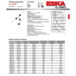 BEZPIECZNIK 5x20mm 6,3A CERAMICZNY SZYBKI WTA-F 250VAC ESKA