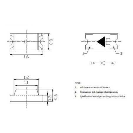 DIODA LED SMD 0603 ZESTAW 100szt 5 KOLORÓW