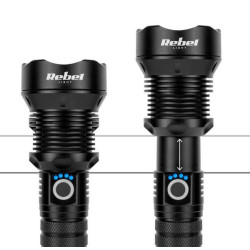 LATARKA RĘCZNA 20W ZOOM 1857Lm AKUMULATOROWA REBEL ALUMINIOWA