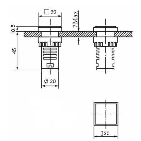 WOLTOMIERZ AMPEROMIERZ MERNIK CZĘSTOTLIWOŚCI LED 20-500V AC 100A 30X30mm NIEBIESKI