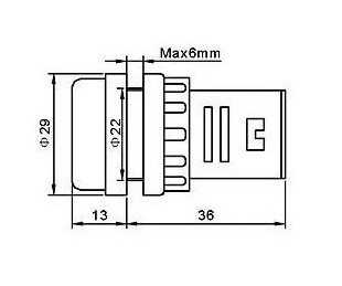 WOLTOMIERZ AMPEROMIERZ LED 60-500V AC 100A MIERNIK TABLICOWY 28mm CZERWONY