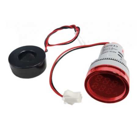 WOLTOMIERZ AMPEROMIERZ LED 60-500V AC 100A MIERNIK TABLICOWY 28mm CZERWONY