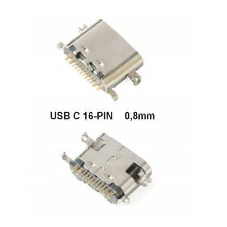 GNIAZDO USB C 3.1 16-PIN SMD 0,8m do SMARTFON TELEFON