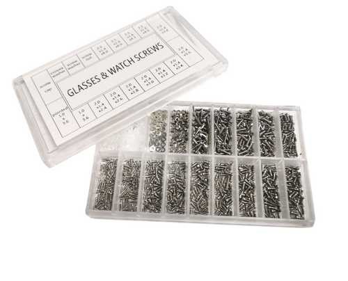 ZESTAW ŚRUBEK I NAKRĘTEK M1 M1.4 M1.6 1000szt Stosowane do naprawy zegarków, okularów itp.
