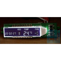 WYŚWIETLACZ LCD DO PC Z KONTROLEREM I STEROWNIKIEM WENTYLATORÓW - BIAŁE ZNAKI CZARNE TŁO