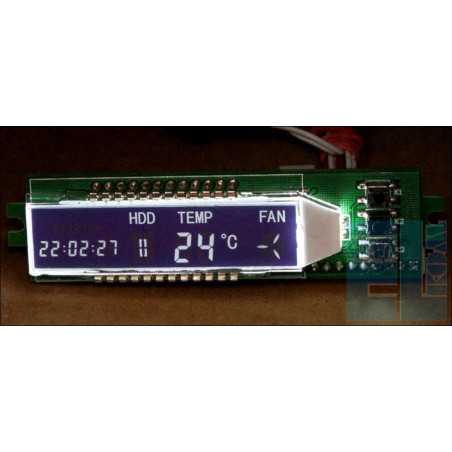 WYŚWIETLACZ LCD DO PC Z KONTROLEREM I STEROWNIKIEM WENTYLATORÓW - BIAŁE ZNAKI CZARNE TŁO