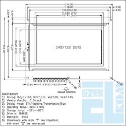  WYŚWIETLACZ GRAFICZNY LCD 240x128 W/B - T6963C GENERATOR ZNAKÓW
