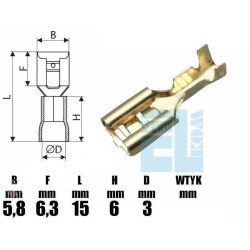 KONEKTOR NIEIZOLOWANY ŻEŃSKI 4,8mm /5691/0658 - 10szt