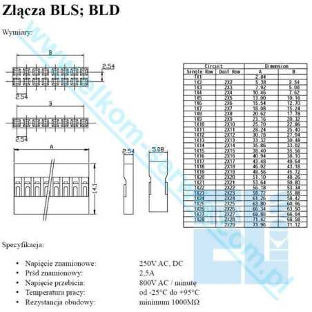 GNIAZDO BLD-16 2x8 PROSTE 2,54mm - OBUDOWA do PINY BL-T