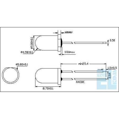DIODA LED 5mm CZERWONA DYFUYZYJNA KINGBRIGHT L-53ID 8-25mcd 60st.