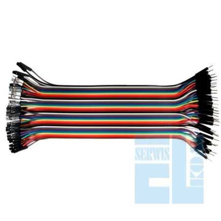 Zestaw 40szt Kabli-zworek 20cm połączeniowych WTYK-GNIAZDO /042