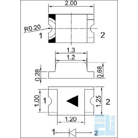 DIODA LED SMD 0805 ŻÓŁTA 100mcd 120st