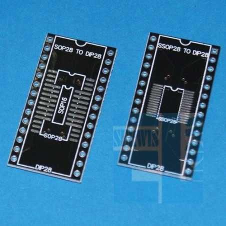 PŁYTKA UNIWERSALNA ADAPTER PRZEJŚIÓWKA SOP28 SSOP28 SO16 NA DIP28 WIERCONA CZARNA