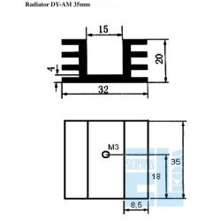 Radiator DY-AM/3,5 czerniony 35mm U 8,3K/W 32mm 20mm