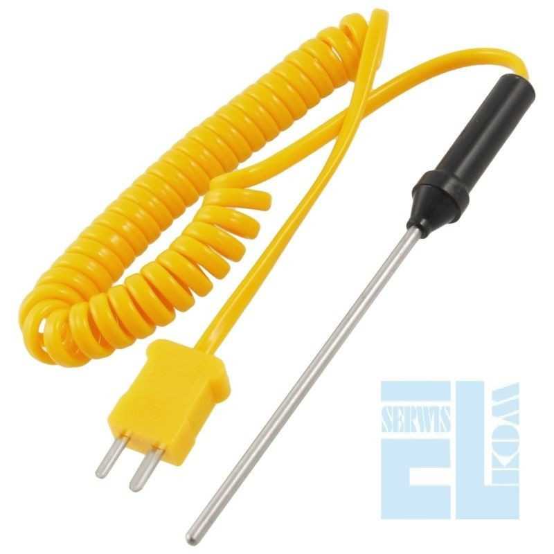 Czujnik Sonda temperatury PRĘT - BAGNETOWA termopara typ K TP-04 WTYK 2-Pin PRZEW. SPIRALA - UNI-T i innych