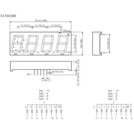 WYSWIETLACZ 4-CYFRY FJ-5461 AH W.K. CZERWONY h-14,22mm