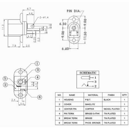 GNIAZDO DC 2,5/5,5 DO OBUDOWY PANELU /0114