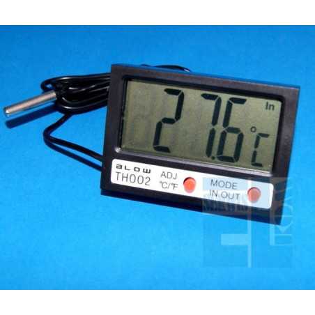 TERMOMETR PANELOWY MIERNIK LCD Z ZEGARKIEM -50 C do 70 C LCD CZARNY BLOW TH002 ZEW/WEW
