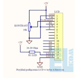 WYŚWIETLACZ LCD 2x20A Y/G 20x2 POZYTYW 2002A