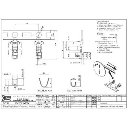 ZŁĄCZE PIN ŻEŃSKI HG-T DO OBUDOWA ŻEŃSKA BIAŁA 2,5mm - 1szt