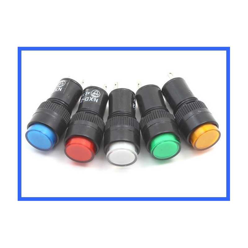 KONTROLKA LAMPKA 12mm CZERWONA 230V AC NXD-212