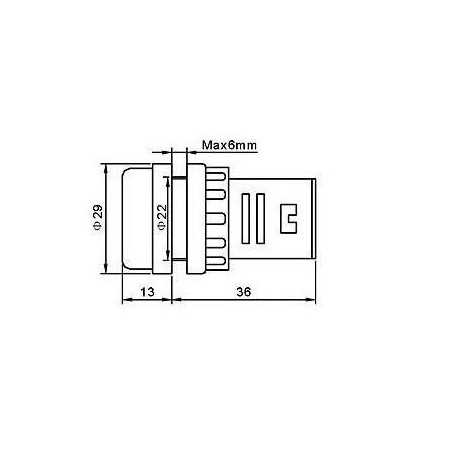 WOLTOMIERZ PANELOWY 28mm MIERNIK OKRĄGŁY 5-30V DC LED ŻÓŁTY KONTROLKA