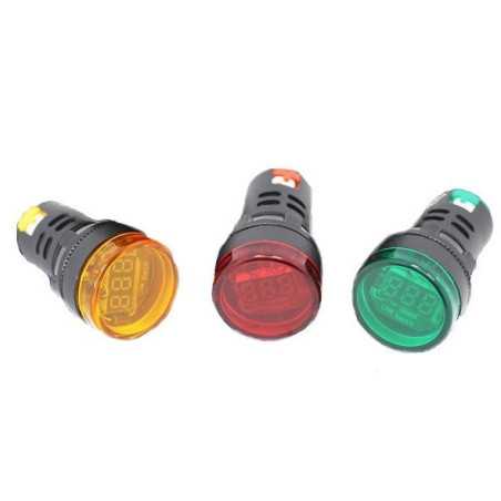 WOLTOMIERZ PANELOWY 28mm MIERNIK OKRĄGŁY 5-30V DC LED CZERWONY KONTROLKA