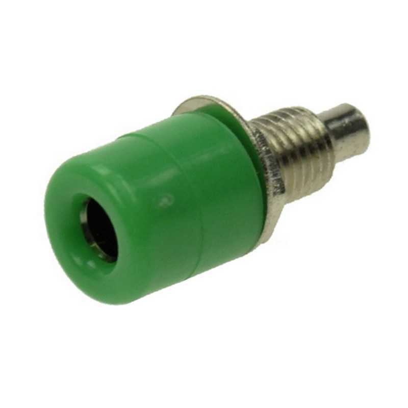 GNIAZDO BANAN 4mm ZIELONE NIKLOWANE PRZYKRĘCANE 22mm 24A 60V
