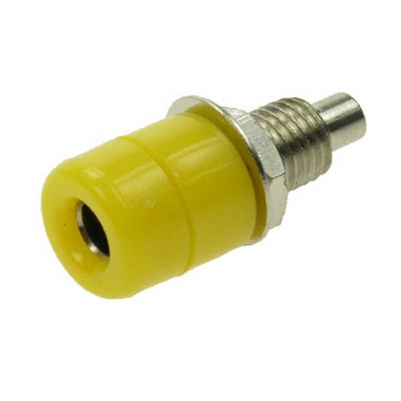 GNIAZDO BANAN 4mm ŻÓŁTE NIKLOWANE PRZYKRĘCANE 22mm 24A 60V