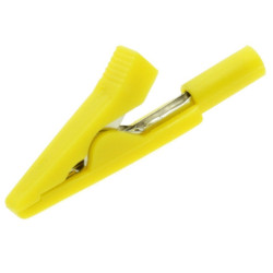 KROKODYLEK POMIAROWY MAŁY GNIAZDO 2mm ŻÓŁTY IZOLOWANY