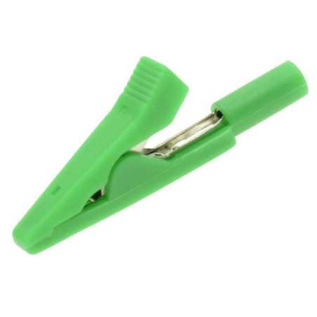 KROKODYLEK POMIAROWY MAŁY GNIAZDO 2mm ZIELONY IZOLOWANY