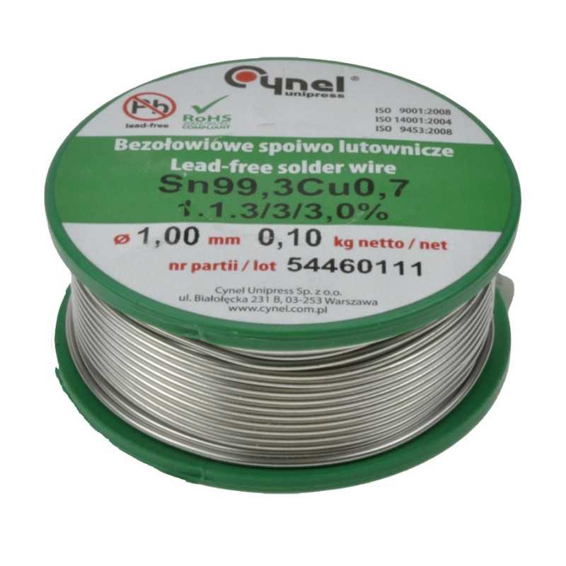 CYNA BEZOŁOWIOWA Sn99.3Cu0.7 1mm 100g CYNEL