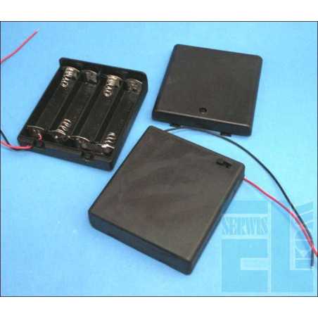 KOSZYK POJEMNIK BATERII 4x AA PŁASKI Z WYŁĄCZNIKIEM ZAMYKANY 4xR6