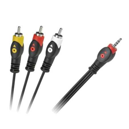 KABEL PRZEWÓD POŁĄCZENIOWY JACK 3,5mm 4-POL- 3x RCA / Chinch / 1,5m Łezka