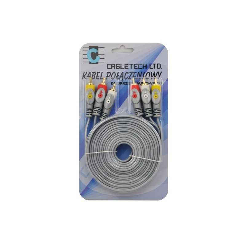 KABEL PRZEWÓD 3x RCA - 3xRCA 3m A/V SIWY CABLETECH