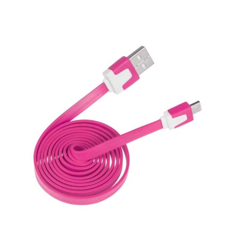 KABEL MICRO USB RÓŻOWY PŁASKI /G0456